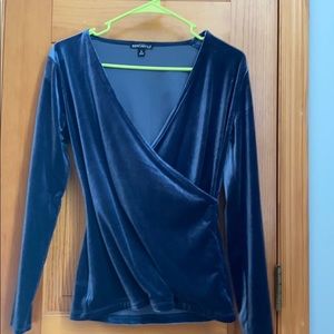 Blue j crew velvet shirt